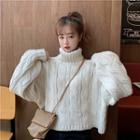 Long-sleeve Mock Neck Cable Knit Sweater