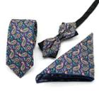 Set Of 3: Printed Neck Tie + Bow Tie + Pocket Square Mz-03 - One Size