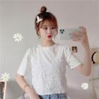 Mock Two-piece Lace Short-sleeve T-shirt