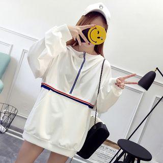 Long-sleeve Contrast-trim Hooded Pullover