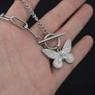 Butterfly Pendant Chain Necklace 1034 - Silver - One Size