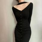 Halter Single Breasted Sheath Dress