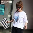 Drop-shoulder Heart Print T-shirt