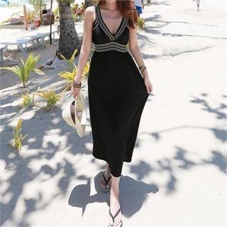 Contrast-trim Empire Dress