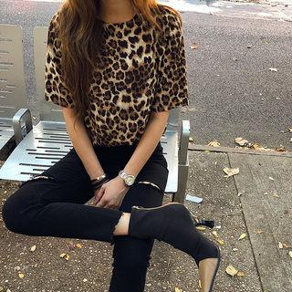 Short-sleeve Leopard Top
