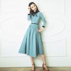 Tie-neck Midi A-line Shirtdress