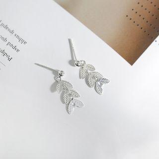 925 Sterling Silver Leaf Dangle Earring 1 Pair - Leaf - Earring - One Size