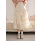 Frilled Tiered Long Shimmer Skirt