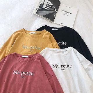 Lettering Print Puff-sleeve Blouse