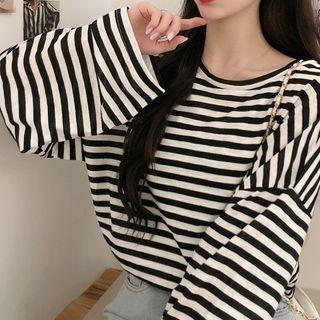 Striped Oversize Long-sleeve Top Stripe - One Size