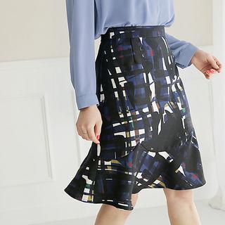 Ruffle-hem Pattern A-line Skirt