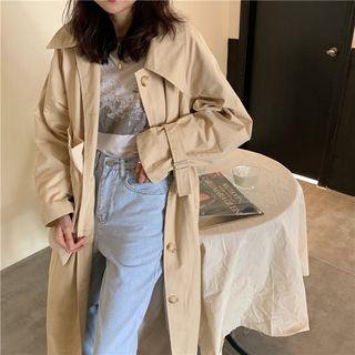 Single-breasted Long Trench Coat Almond - One Size