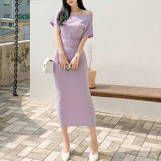 Off Shoulder Short Sleeve Sheath Dress