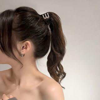Rhinestone Lettering Hair Claw Black - One Size