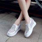 Lace Panel Wedge Sneakers