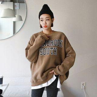 Tall Size Letter Print Oversized Sweatshirt