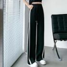High Waist Contrast Trim Wide Leg Pants