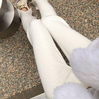 Knit Slit Straight Leg Pants