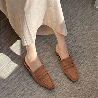 Backless Faux-suede Penny Loafers