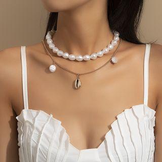 Faux Pearl Necklace 1938 - Gold - One Size