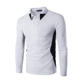 Two Tone Long Sleeve Polo Shirt
