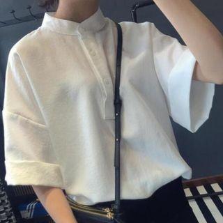 Elbow-sleeve Stand-collar Top