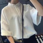 Elbow-sleeve Stand-collar Top