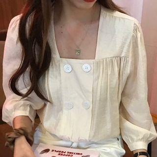 3/4-sleeve Square Neck Top