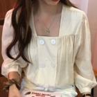 3/4-sleeve Square Neck Top