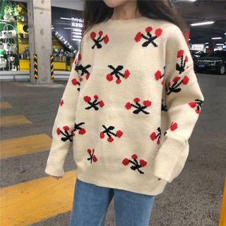Round Neck Cherry Sweater