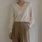 Bishop-sleeve Cropped Cardigan