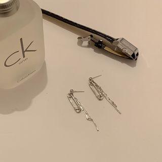 Safety Pin Sterling Silver Fringed Earring 1 Pair - Silver - One Size
