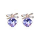 925 Sterling Silve Sparkling Elegant Noble Romantic Sweet Fantasy Purple Butterfly Earrings With Austrian Element Crystal Silver - One Size