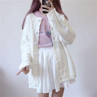 Scallop Edge Cable Knit Cardigan