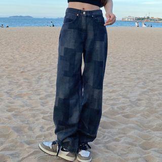 Plaid Loose Fit Jeans