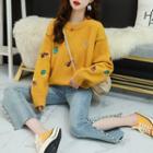 Long-sleeve Cartoon Embroidered Knit Top