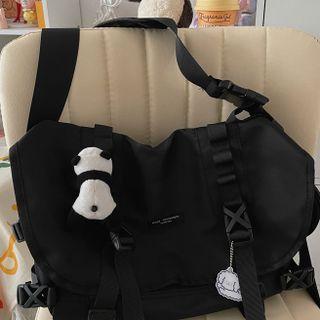 Buckled Nylon Messenger Bag / Brooch / Set