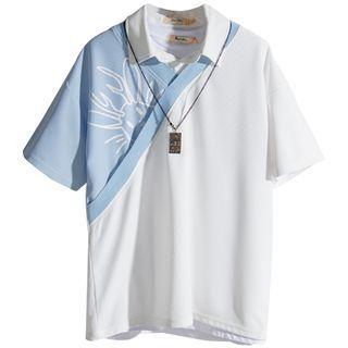 Mock Two-piece Short-sleeve Two-tone Polo Shirt