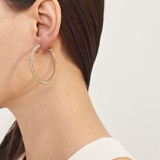 Rhinestone Hoop Earring 347 - Gold - One Size