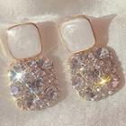 Square Rhinestone Alloy Dangle Earring 1 Pair - White & Gold - One Size