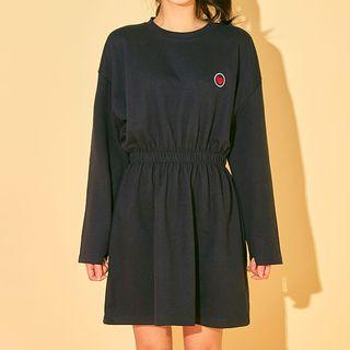 Band-waist Embroidered A-line Dress