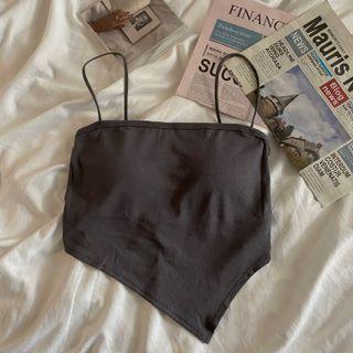 Plain Slim Fit Asymmetric Spaghetti Strap Top