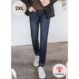 Sherpa-fleece Lined Colored Jeans