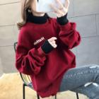 Turtle-neck Mock Two-piece Sweatshirt