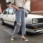 Rip Crop Wide Leg Jeans