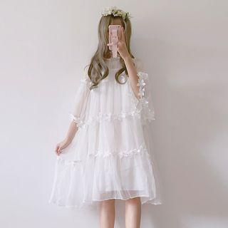Set: Slipdress + 3/4-sleeve Floral Dress