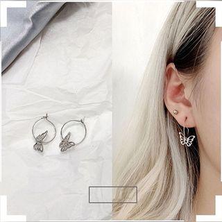 Alloy Butterfly Dangle Earring 1 Pair - Silver - One Size
