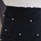 Inset Short Crochet-lace A-line Skirt