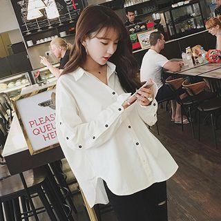 Buttoned Sleeve Plain Shirt