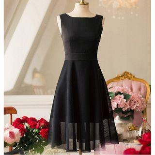 Sleeveless Bow Accent Open Back A-line Dress